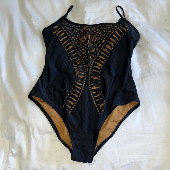 Old Navy Swim Old Navy Black Cutout One Piece Bathing Suit Large